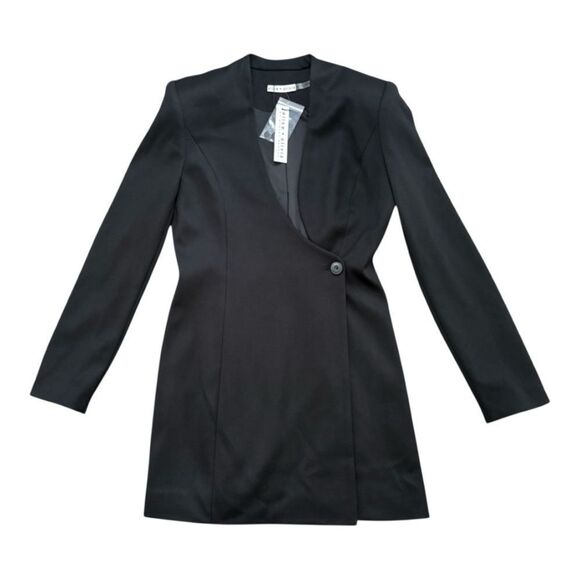 Alice + Olivia Lucien Curvy V-Neck Black Blazer Jacket Dress Size 6 Mini Dress - Picture 1 of 10